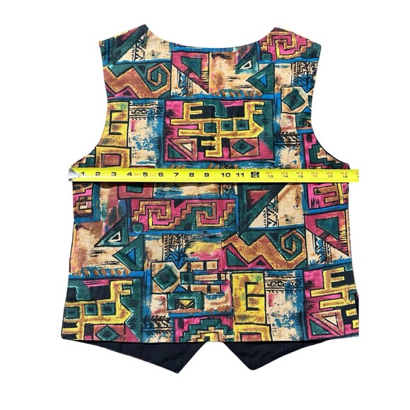 Adini Abstract Geometric Vest Multicolor Boho Sz S - Picture 4 of 8